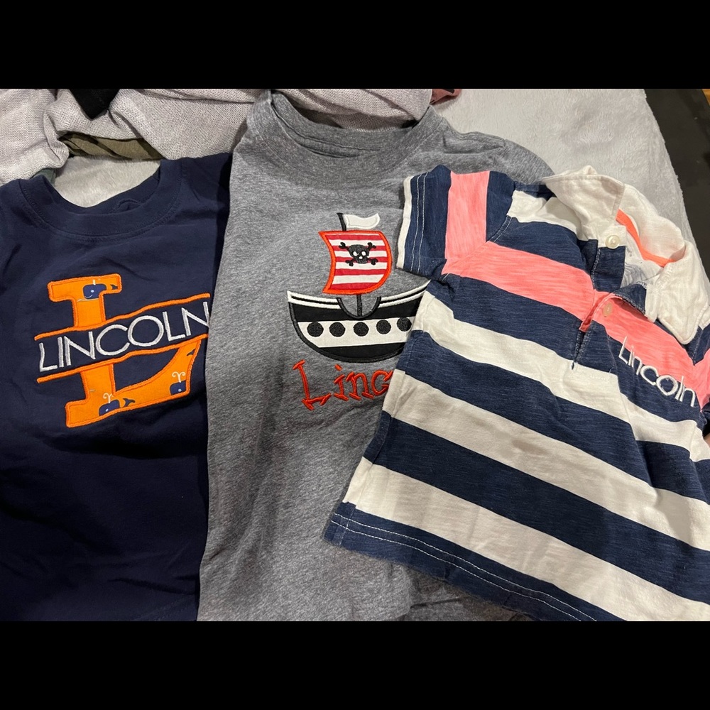 Monogram baby/toddler boys shirt, Lincoln Monogram, 18 month, 24 month and a 5T